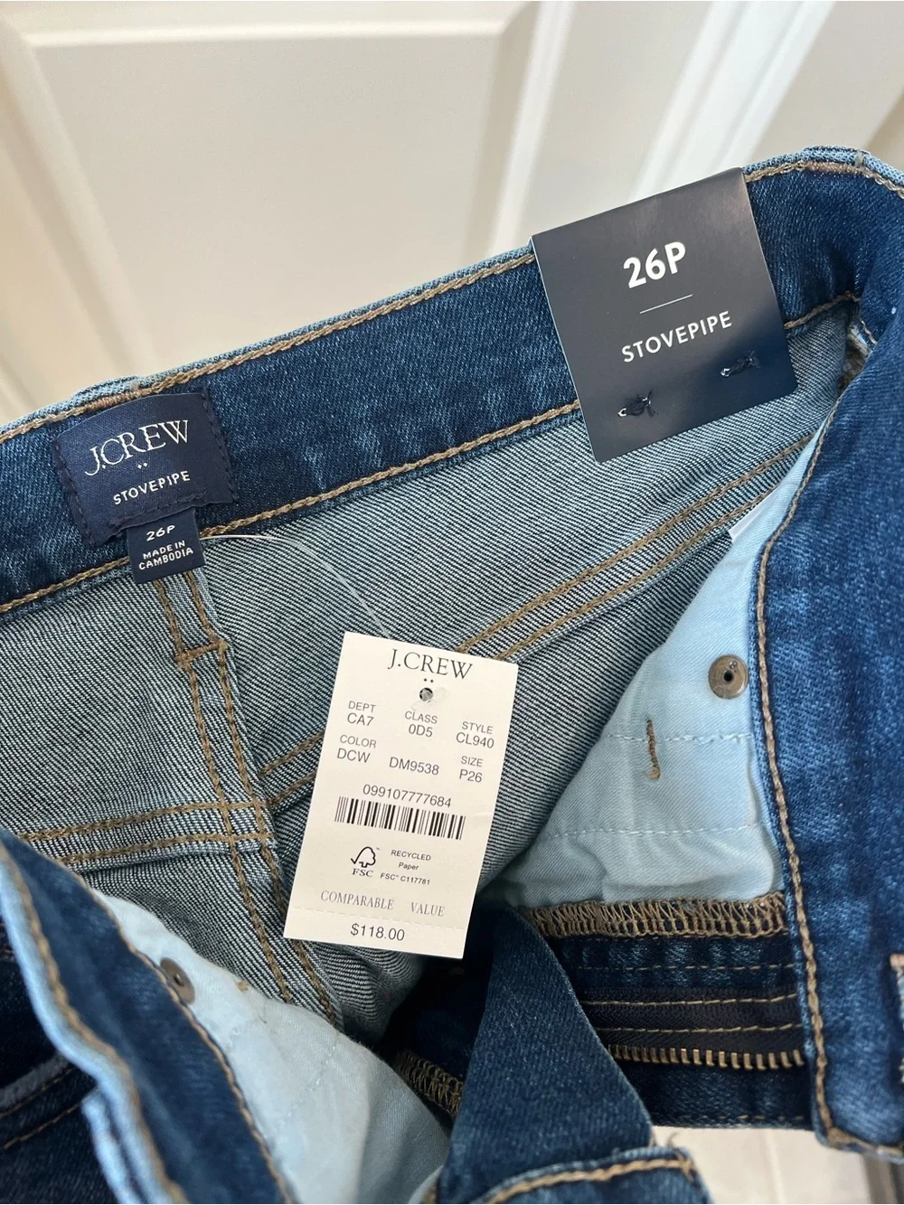 J.Crew Stovepipe Jeans in Dark Blue Denim